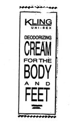 KLING UNI-SEX DEODORIZING CREAM FOR THE BODY AND FEET logo