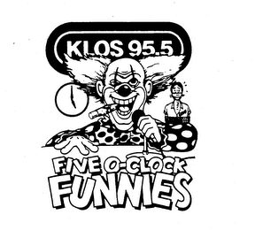 KLOS 95.5 FIVE O-CLOCK FUNNIES GENO logo