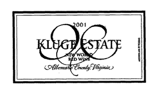 KLUGE ESTATE 2001 NEW WORLD RED WINE ALBEMARLE COUNTY VIRGINIA logo