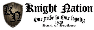 KN KNIGHT NATION OUR PRIDE IS OUR LOYALTY 1428 BAND OF BROTHERS logo