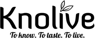 KNOLIVE TO KNOW. TO TASTE. TO LIVE logo