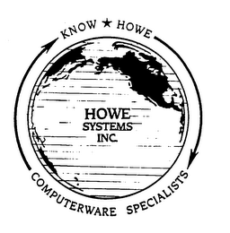 KNOW HOWE COMPUTERWARE SPECIALISTS HOWE SYSTEMS INC. logo
