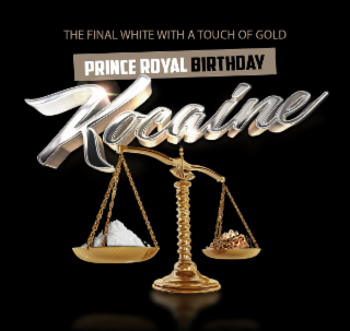 KOCAINE THE FINAL WHITE WITH A TOUCH OF GOLD PRINCE ROYAL BIRTHDAY logo