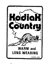 KODIAK COUNTRY WARM AND LONG WEARING logo