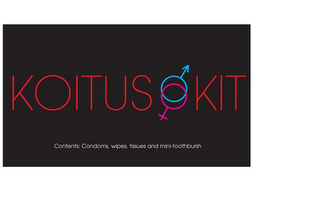 KOITUS KIT, CONTENTS: CONDOMS, WIPES, TISSUES AND MINI-TOOTHBRUSH logo