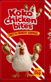 KOKO CHICKEN BITES SWEET & CRUNCHY SURPRISE NET WT. 50G logo