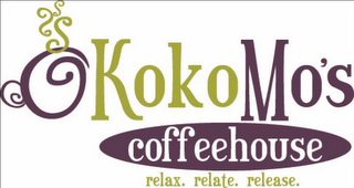 KOKOMOS COFFEEHOUSE RELAX. RELATE. RELEASE. logo
