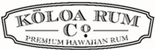 KOLOA RUM CO. PREMIUM HAWAIIAN RUM logo