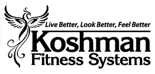KOSHMAN FITNESS SYSTEMS LIVE BETTER, LOOK BETTER, FEEL BETTER logo