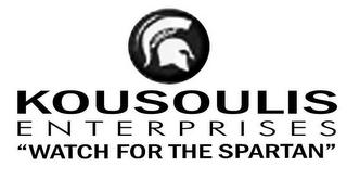 KOUSOULIS ENTERPRISES "WATCH FOR THE SPARTAN" logo