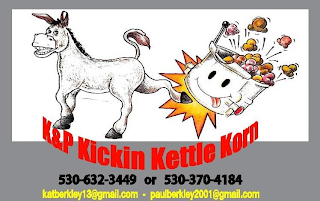 K&P KICKIN KETTLE KORN 530-632-3449 OR 530-370-4184 KATBERKLEY13@GMAIL.COM PAULBERKLEY2001@GMAIL.COM logo