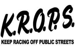 K.R.O.P.S. KEEP RACING OFF PUBLIC STREETS logo