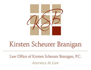 KSB KIRSTEN SCHEURER BRANIGAN LAW OFFICE OF KIRSTEN SCHEURER BRANIGAN, P.C. ATTORNEYS AT LAW logo