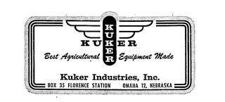 KUKER BEST AGRICULTURAL EQUIPMENT MADE KUKER INDUSTRIES, INC. logo