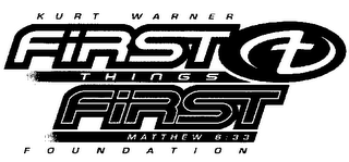 KURT WARNER FIRST THINGS FIRST  FOUNDATION  MATTHEW 6:33 logo