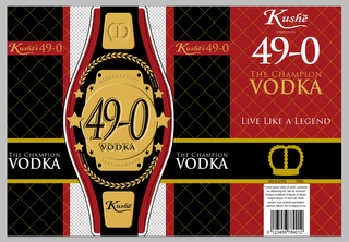 KUSHÉ 49-0 VODKA THE CHAMPION VODKA LIVE LIKE A LEGEND KUSHE PRESENTS logo