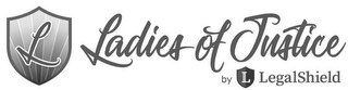 L LADIES OF JUSTICE BY L LEGALSHIELD logo