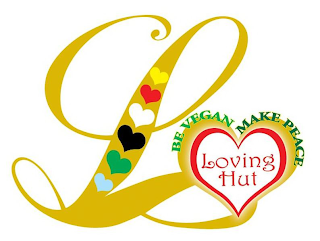 L LOVING HUT BE VEGAN MAKE PEACE logo