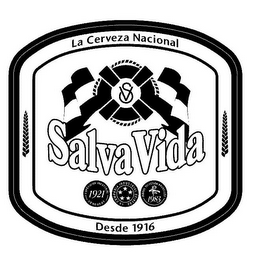 LA CERVEZA NACIONAL DESDE 1916 SALVA VIDA SV logo