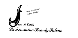 LA FEMMINA BEAUTY SALONS JOAN M. CABLE'S "PUT YOUR HEAD IN OUR HANDS" logo