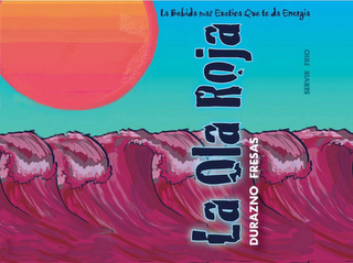 LA OLA ROJA DURAZNO FRESAS SERVIR FRIO LA BEBIDA MAS EXOTICA QUE TE DA ENERGIA logo