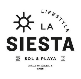 LA SIESTA LIFESTYLE 20 SOL & PLAYA 15 MADE IN LEVANTE SPAIN logo