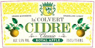 LA'COLVERT CIDRE CLASSIC ROYAL APPLE LEGER MOUSSEUX SPARKLING LIGHT ALC 5,5% VOL. 75CL/750ML NATUREL logo