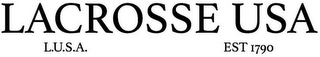 LACROSSE USA L.U.S.A. EST 1790 logo