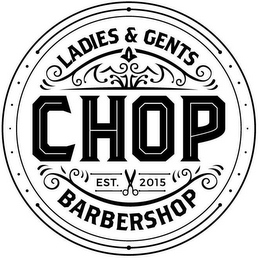 LADIES & GENTS CHOP EST. 2015 BARBERSHOP logo