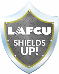 LAFCU SHIELDS UP! logo