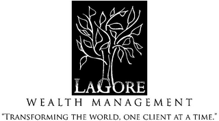 LAGORE WEALTH MANAGEMENT "TRANSFORMING THE WORLD, ONE CLIENT AT A TIME." logo