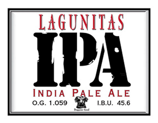 LAGUNITAS IPA INDIA PALE ALE  0.G. 1.059 I.B.U 45.6   DOGGONE GOOD logo