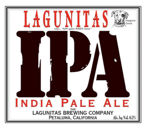 LAGUNITAS IPA INDIA PALE ALE THE LANGUNITAS BREWING COMPANY SAY "LAH-GOO-KNEE-TUSS PETALUMA, CALIFORNIA ALC. BY VOL. 6.2% logo