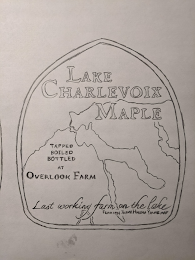 LAKE CHARLEVOIX MAPLE TAPPED BOILED BOTTLED AT OVERLOOK FARM LAST WORKING FARM ON THE LAKE FROM 1934 IRENE HARSHA YOUME MAP