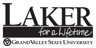 LAKER FOR A LIFETIME GV GRAND VALLEY STATE UNIVERSITY logo