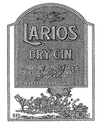 LARIOS DRY GIN DISTILLED IN TRADITIONAL POT STILLS USING A SELECTED OF NATURAL AND PURE INGREDIENTS DISTILLED LONDON DRY GIN ESTABLISHED 1866 1LE 40% VOL logo