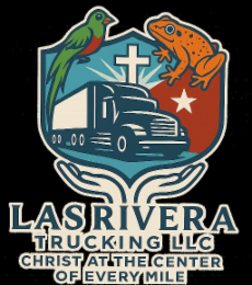 LAS RIVERA TRUCKING LLC CHRIST AT THE CENTER OF EVERY MILE logo