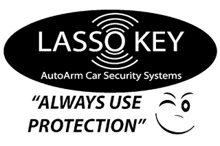 LASSO KEY AUTOARM CAR SECURITY SYSTEMS "ALWAYS USE PROTECTION" logo