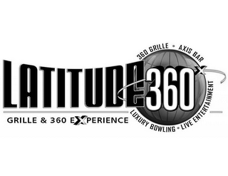 LATITUDE 360 X GRILLE & 360 EXPERIENCE 360 GRILLE AXIS BAR LUXURY BOWLING LIVE ENTERTAINMENT logo