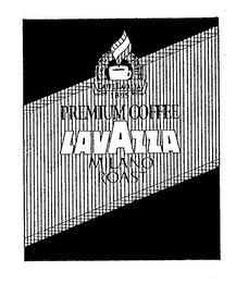 LAVAZZA MILANO ROAST PREMIUM COFFEE ITALY'S #1 COFFEE CAFFE LAVAZZA 1895 logo