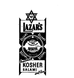 LAZAR'S KOSHER SALAMI GUARANTEED AND PURE logo