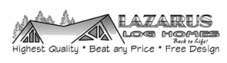LAZARUS LOG HOMES BACK TO LIFE! HIGHEST QUALITY * BEAT ANY PRICE * FREE DESIGN logo