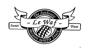 LE WAF THE AUTHENTIC BELGIAN WAFFLE SNACK SWEET TREAT logo