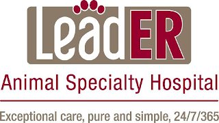 LEADER ANIMAL SPECIALTY HOSPITAL EXCEPTIONAL CARE, PURE AND SIMPLE, 24/7/365 logo