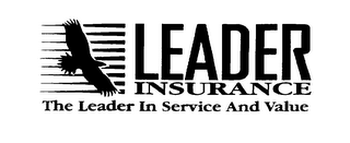 LEADER INSURANCE THE LEADER IN SERVICE AND VALUE logo