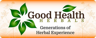 LEAF GRAPHICS GOOD HEALH HERBALS ORANGECOLOR GENERATIONS OF HERBAL EXPERIENCE logo