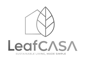 LEAFCASA SUSTAINABLE LIVING, MADE SIMPLE logo