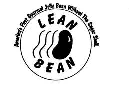 LEAN BEAN AMERICA'S FIRST GOURMET JELLY BEAN WITHOUT THE SUGAR SHELL. logo