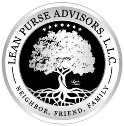 LEAN PURSE ADVISORS, L.L.C. L.P.A. MMXVI NEIGHBOR, FRIEND, FAMILY logo