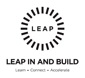 LEAP LEAP IN AND BUILD LEARN CONNECT ACCELERATE logo
